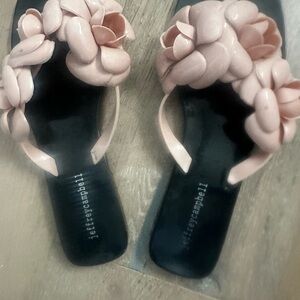 Jeffrey Campbell Pink Floral Appliqué Slide Sandals